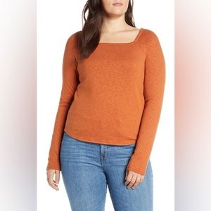 Rusty Orange Square-Neck Madewell Top